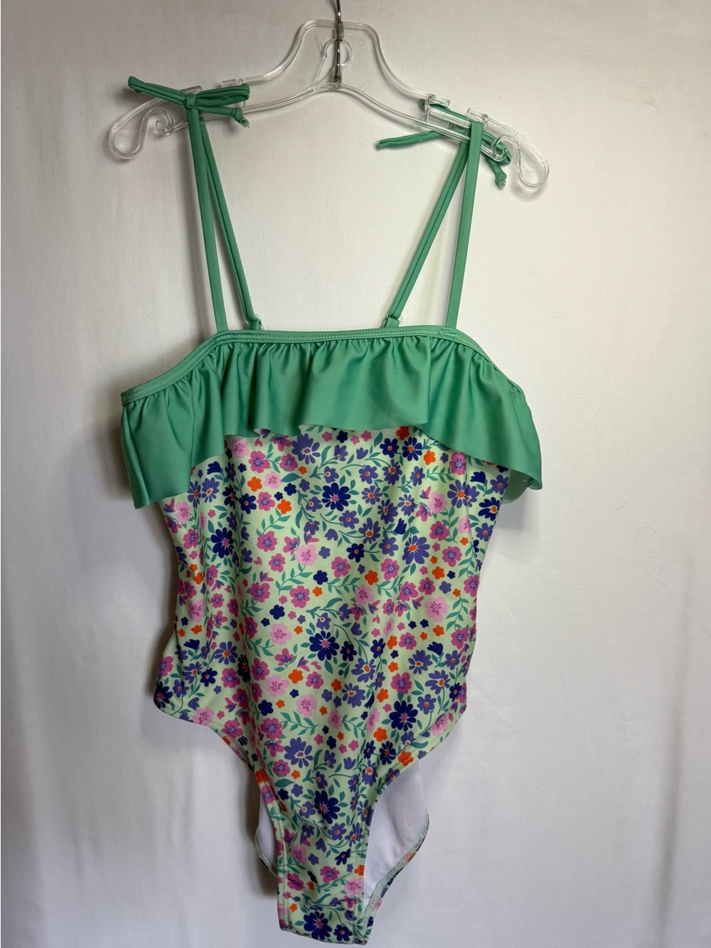 YMI Girls One-Piece Swimsuit Mint Green with Multicolor Floral Print